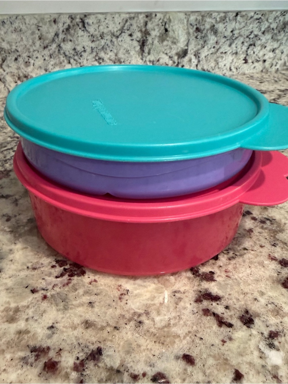 Vintage Tupperware Divided Lunch Bowl #2552 & Tupperware Pink Bowl #3673